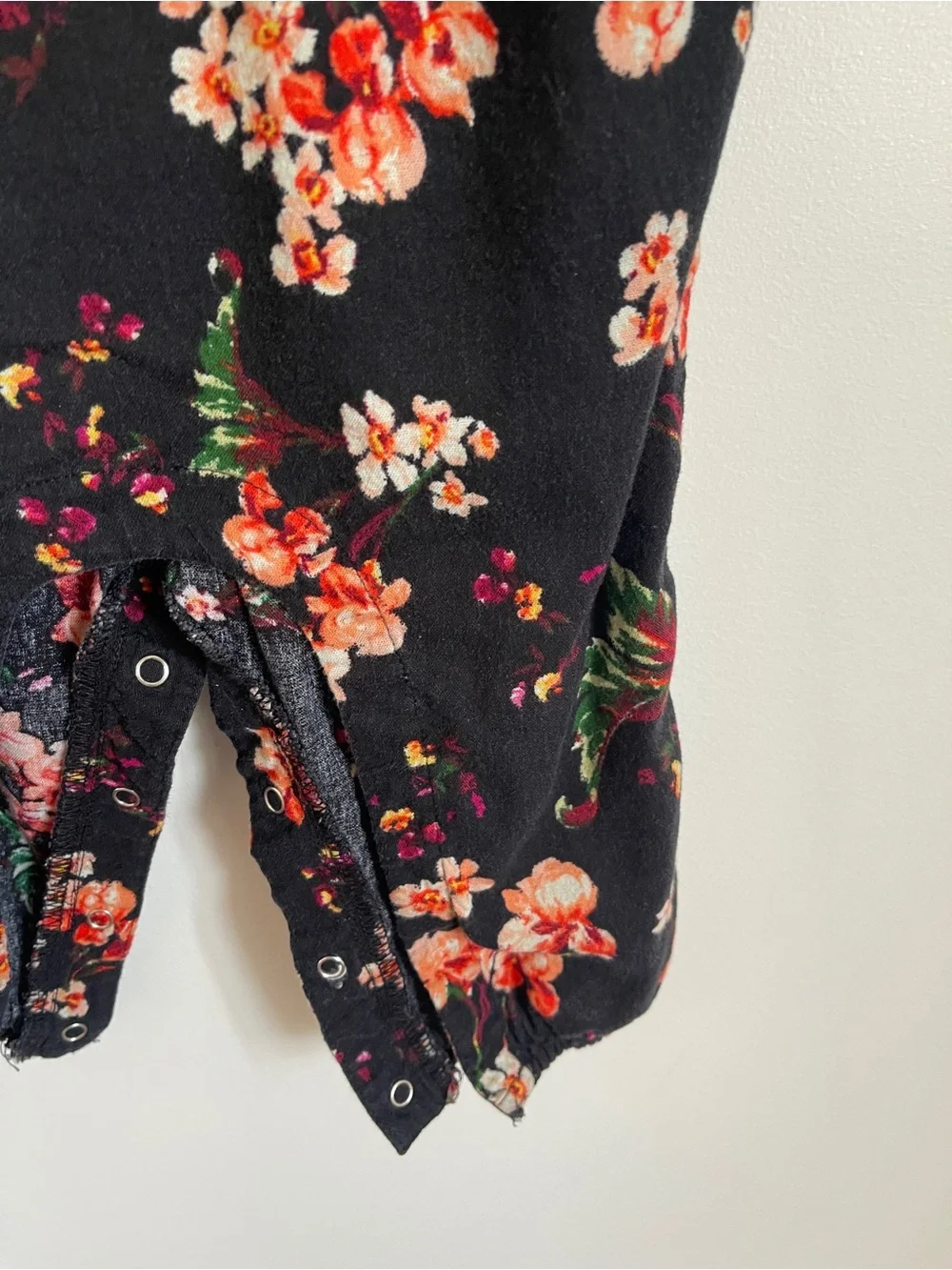 Old Navy Black Floral Smocked Baby Romper 12-18M
